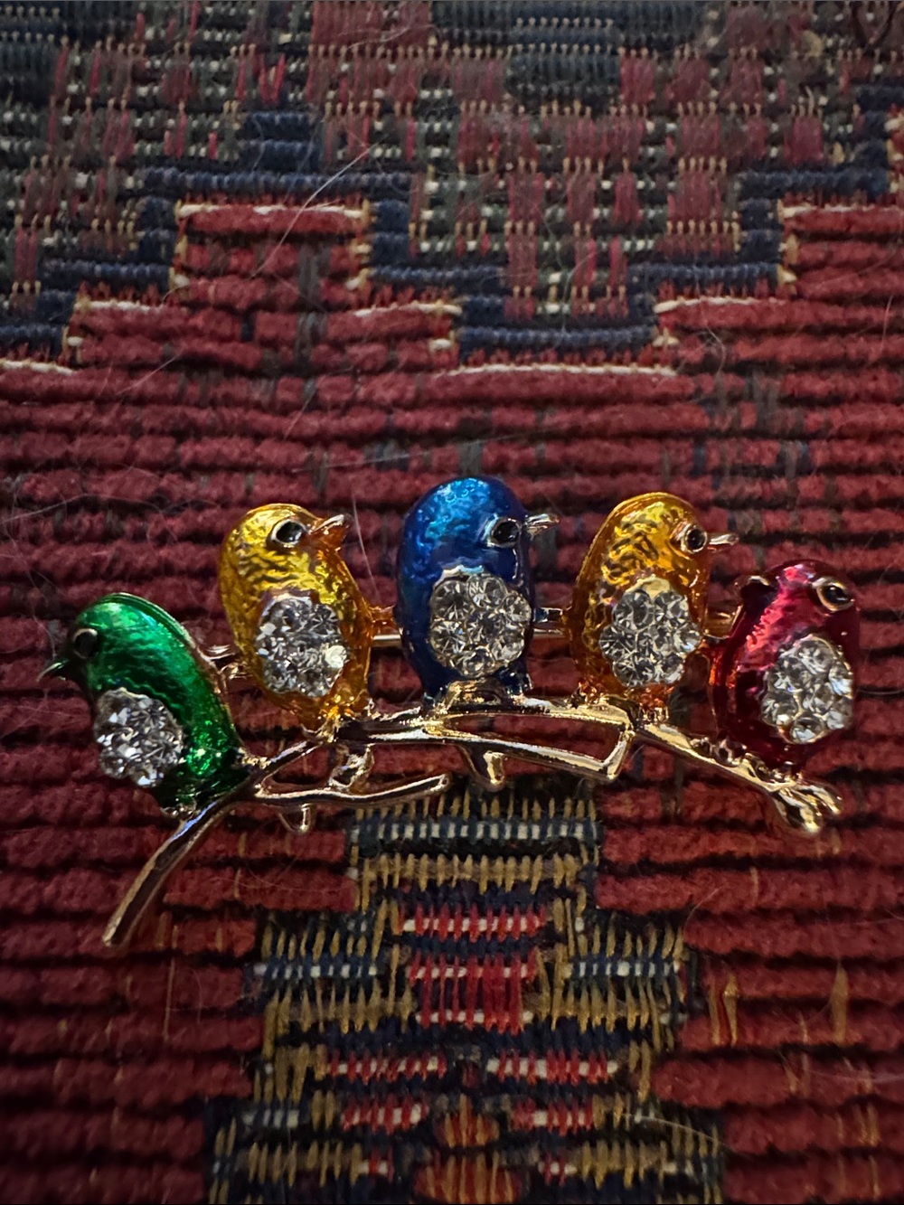 NWOT Multicolor Enamel Bird Brooch with Crystal Accents - Pets Bird